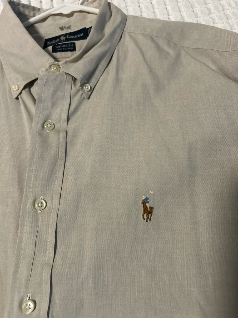 Ralph Lauren Yarmouth Button Down Oxford Shirt 100% Cotton 17 34/35 Sand Color - Picture 3 of 7